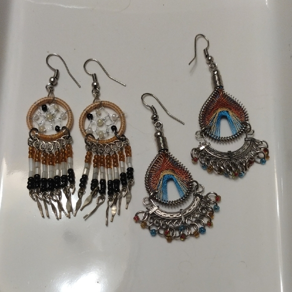 Bohemian And Dreamcatcher Beaded Earrings Set - Picture 1 of 8